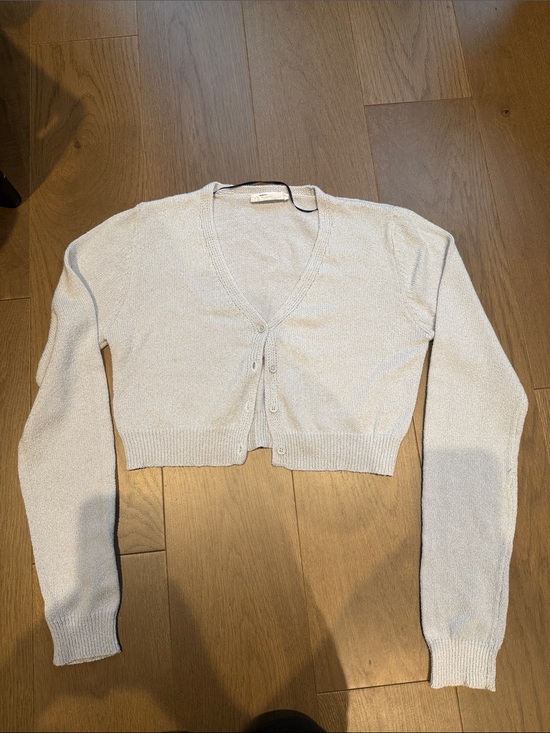 Double Zero Sweaters - Double Zero light blue Cropped V-Neck Cardigan